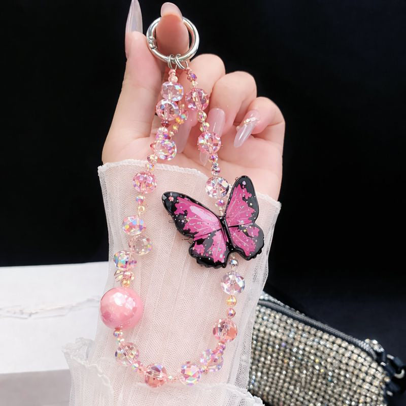 Vivo T4 5G Premium Leather Lens Butterfly Stand Case with Charm Strap