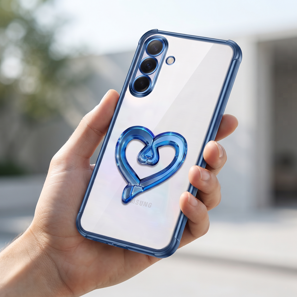 Samsung Galaxy A16 5G Premium Heart Stand Transparent Shockproof Airbag Phone Case