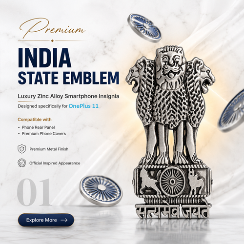 Oneplus 11 5G Compatible Satyamev Jayate 3D Metal Emblem Sticker
