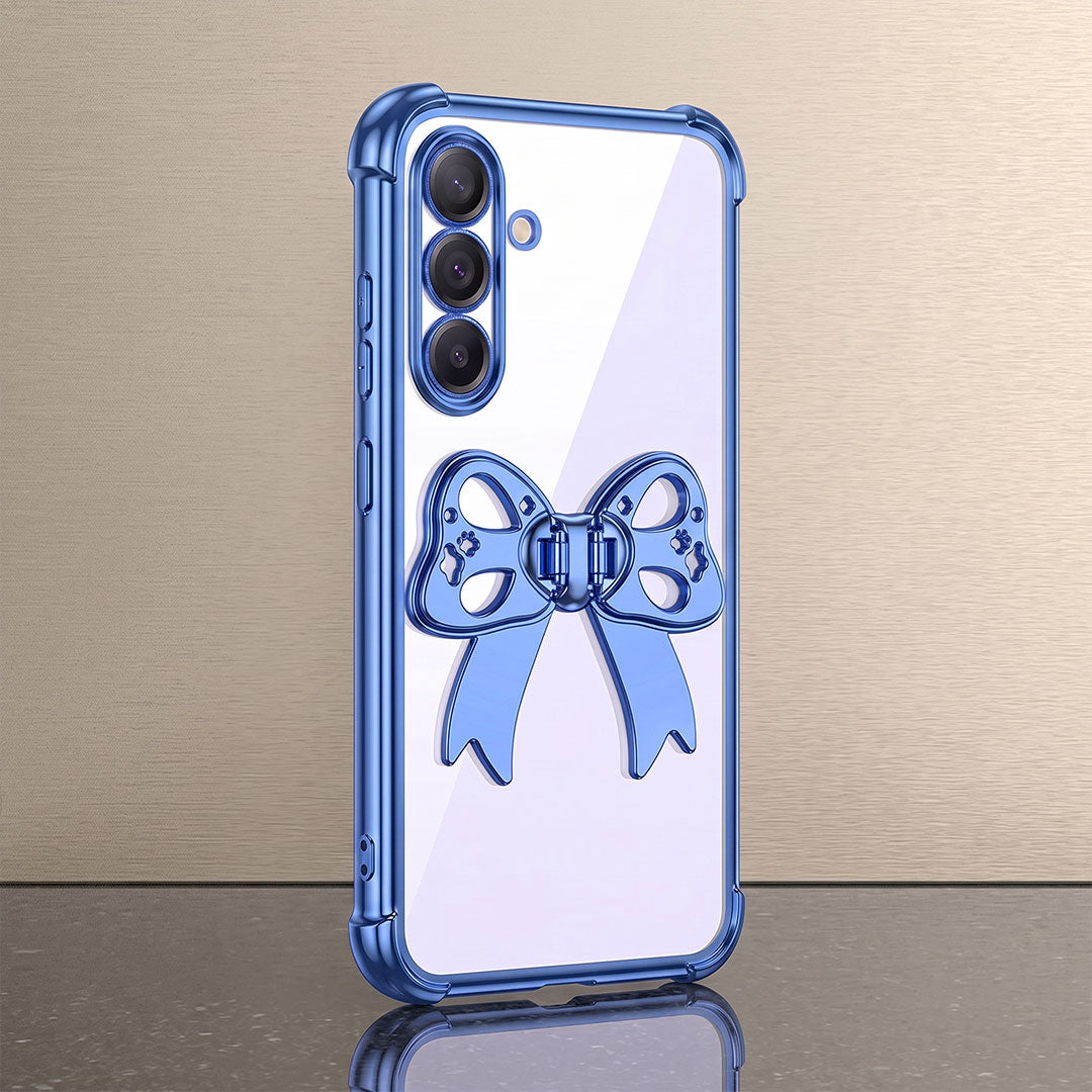 Samsung Galaxy A16 5G Stylish Bow Knot Stand Transparent Shockproof Airbag Phone Case