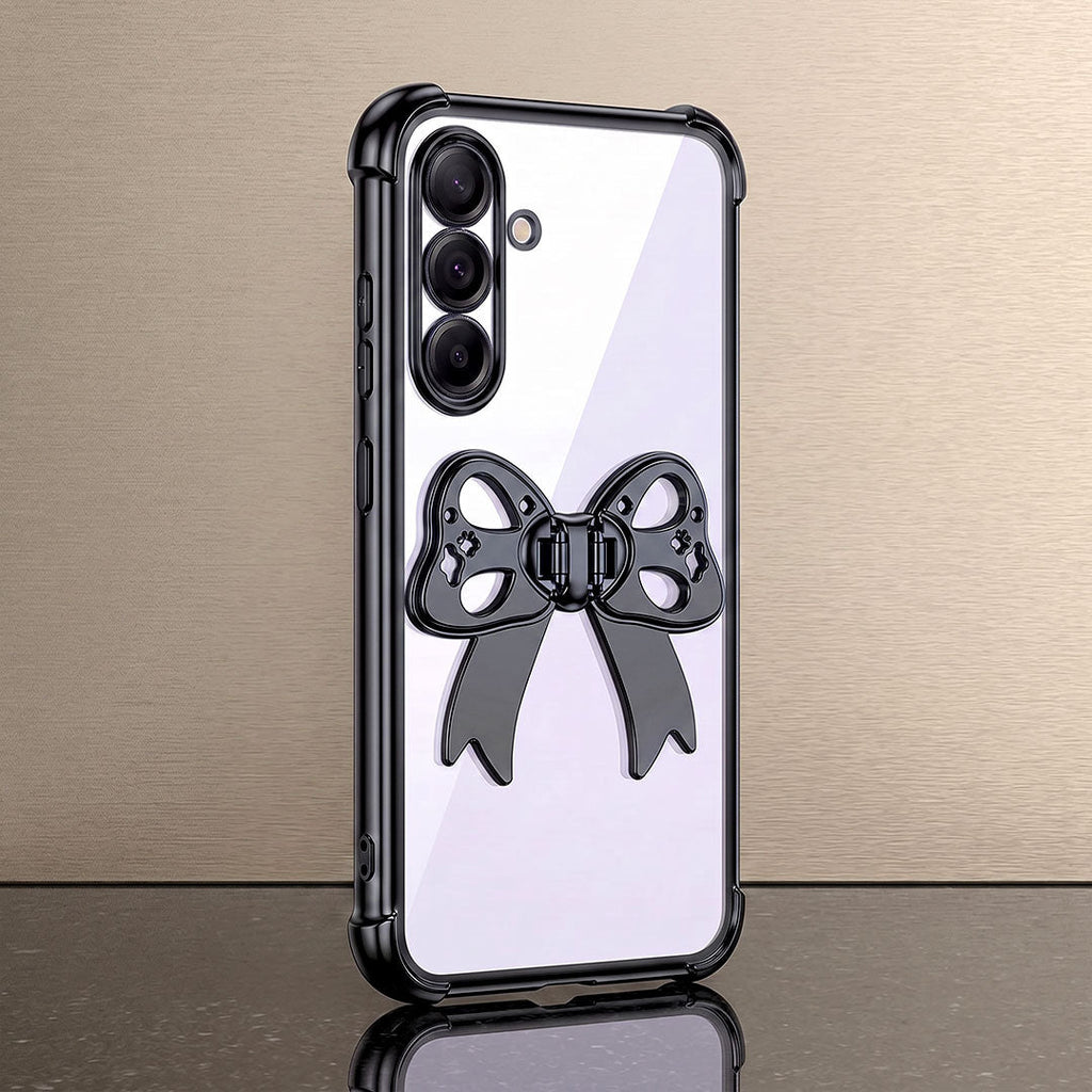 Samsung Galaxy A56 5G Stylish Bow Knot Stand Transparent Shockproof Airbag Phone Case