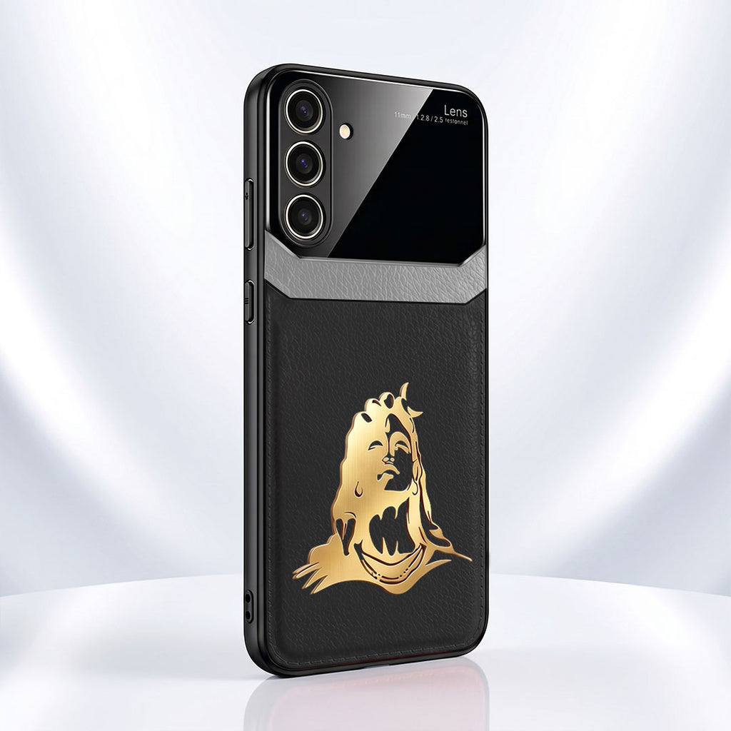 Samsung Galaxy M56 5G Mahadev 3D Gold Metal Leather Back Case