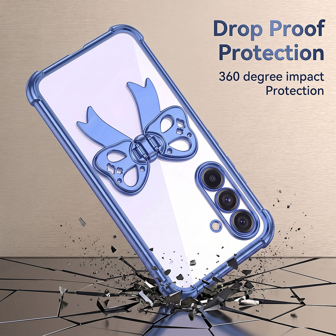 Samsung Galaxy A36 5G Stylish Bow Knot Stand Transparent Shockproof Airbag Phone Case