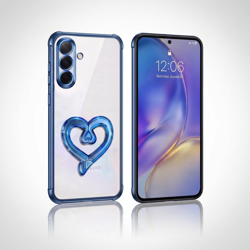 Samsung Galaxy A36 5G Premium Heart Stand Transparent Shockproof Airbag Phone Case