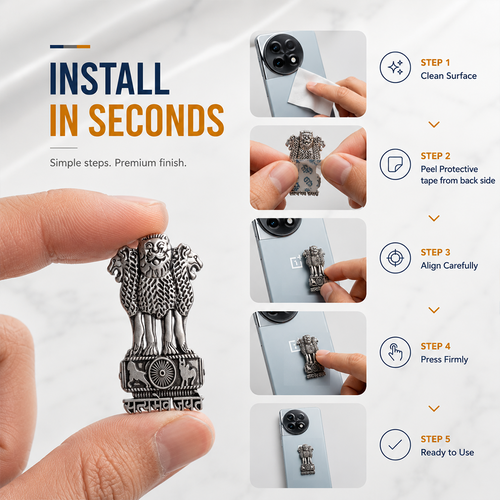 OnePlus 11R 5G Compatible Satyamev Jayate 3D Metal Emblem Sticker