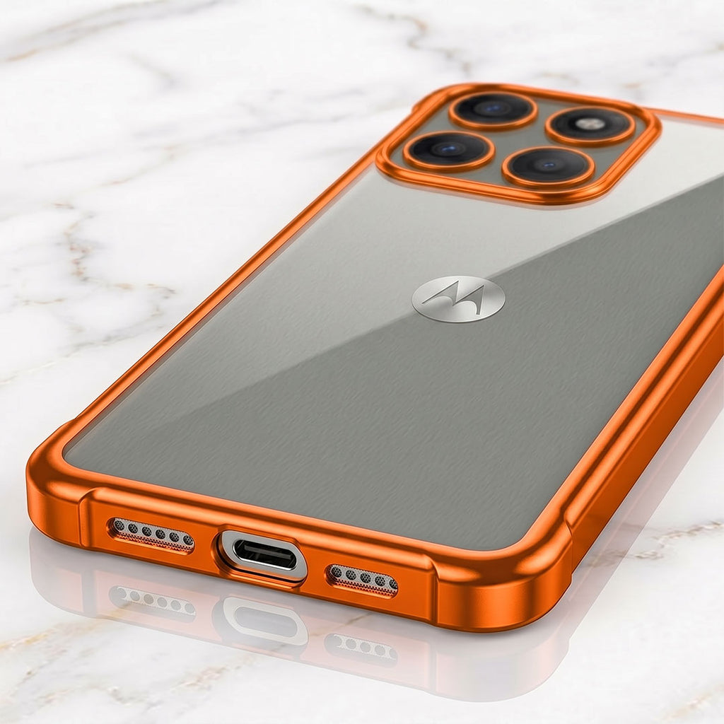 Motorola Edge 60 Pro 5G Premium Shockproof Transparent Airbag Cosmic Orange Case