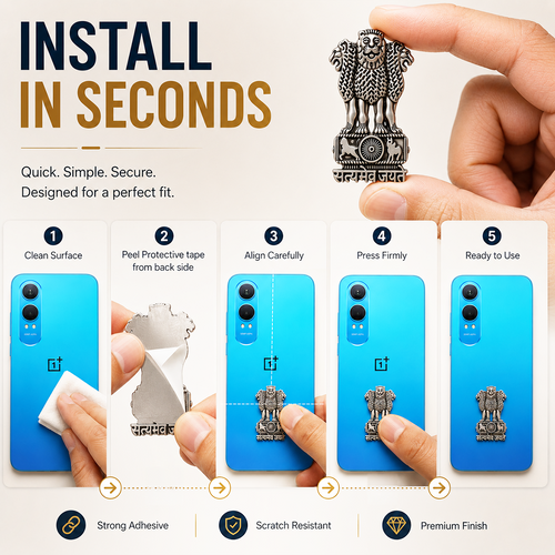 OnePlus Nord CE4 Lite 5G Compatible Satyamev Jayate 3D Metal Emblem Sticker