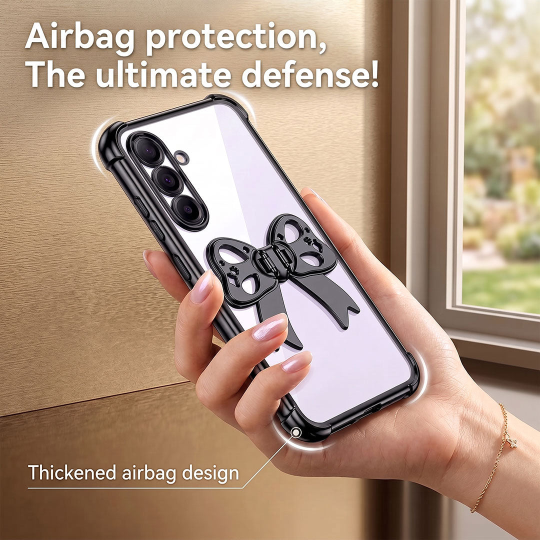Samsung Galaxy A36 5G Stylish Bow Knot Stand Transparent Shockproof Airbag Phone Case