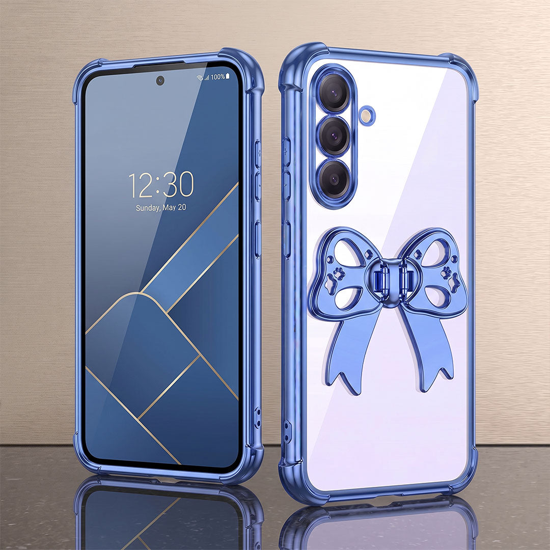 Samsung Galaxy A56 5G Stylish Bow Knot Stand Transparent Shockproof Airbag Phone Case