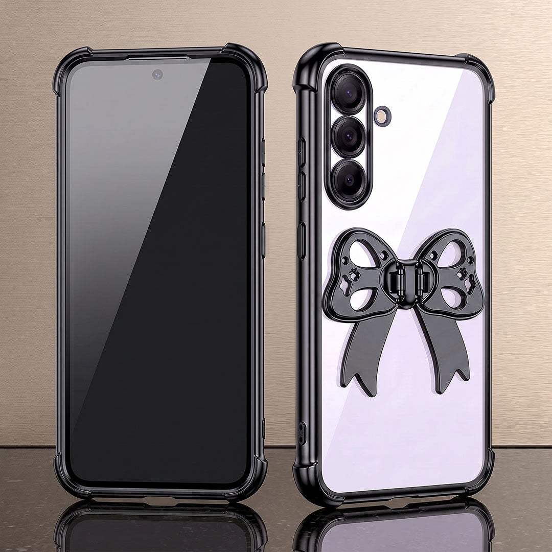 Samsung Galaxy A16 5G Stylish Bow Knot Stand Transparent Shockproof Airbag Phone Case