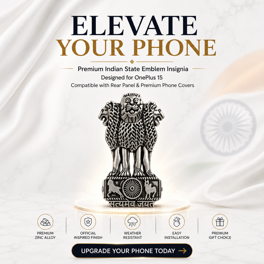Vivo Y39 5G Compatible Satyamev Jayate 3D Metal Emblem Sticker