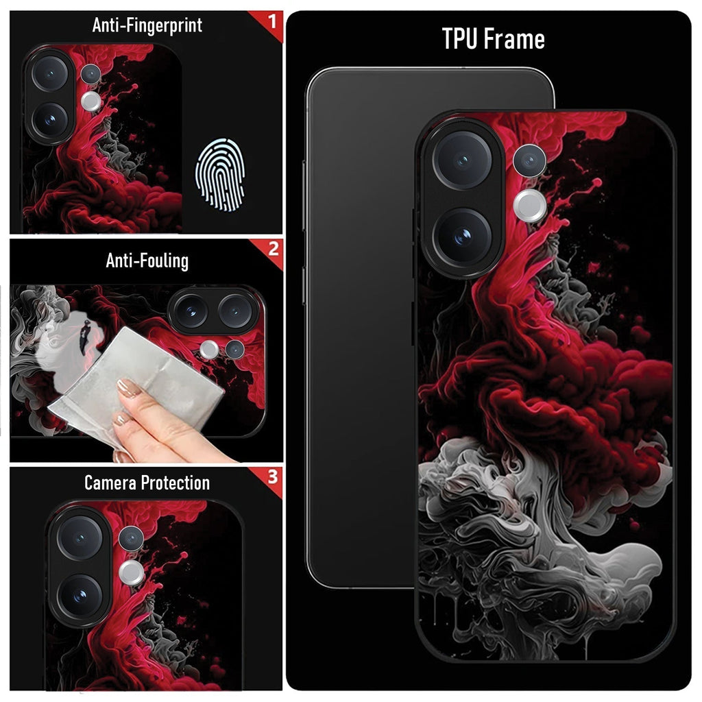 Vivo V60 5G Premium Acrylic Shockproof Glass Back Case (Infernal Drift)