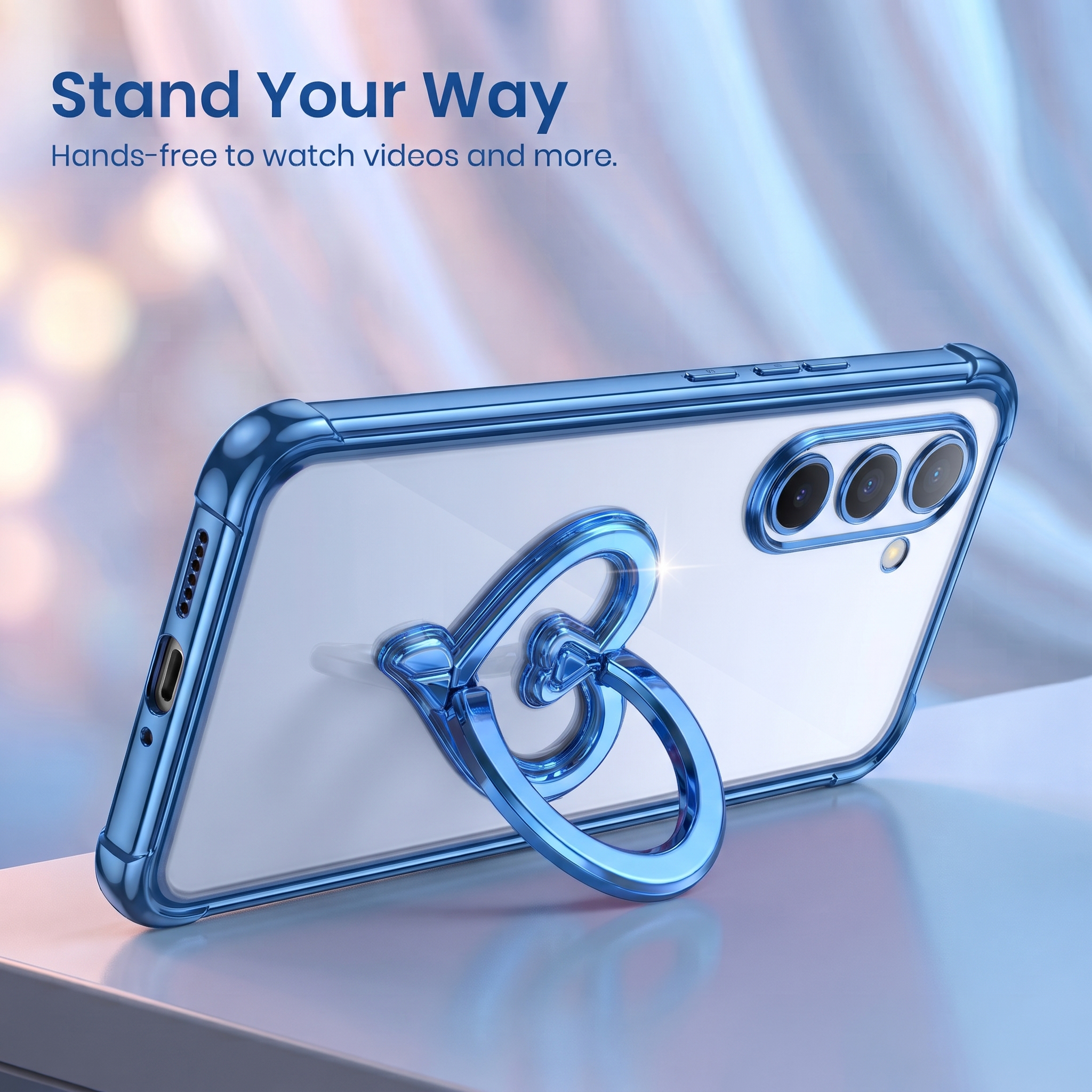 Samsung Galaxy A36 5G Premium Heart Stand Transparent Shockproof Airbag Phone Case