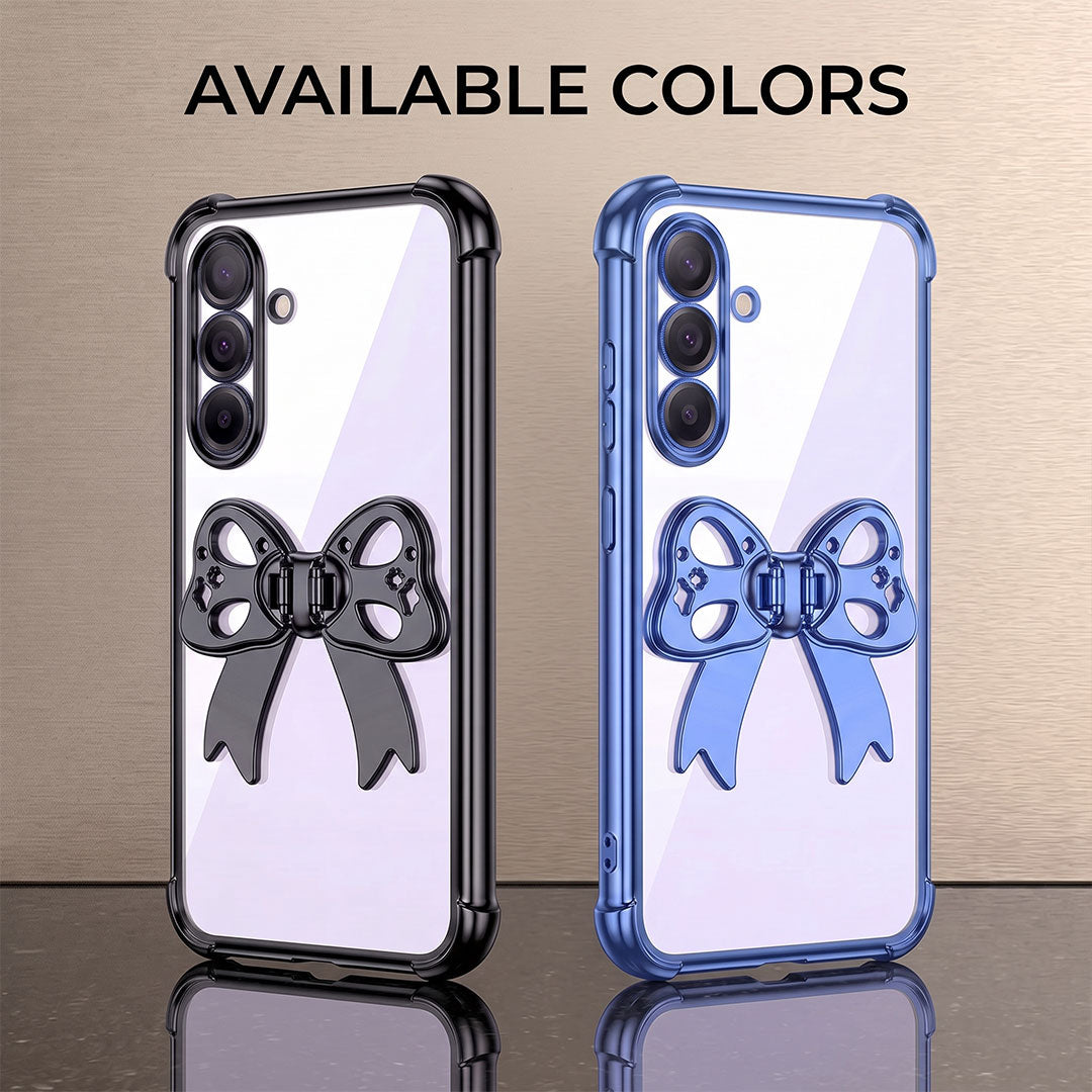 Samsung Galaxy A56 5G Stylish Bow Knot Stand Transparent Shockproof Airbag Phone Case