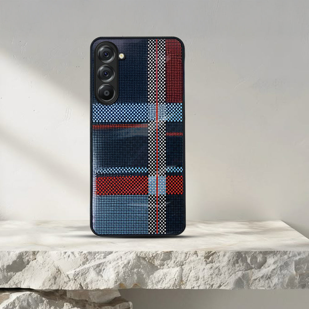 Samsung Galaxy A56 Luxury Grid Pattern Glass Back Shockproof Case