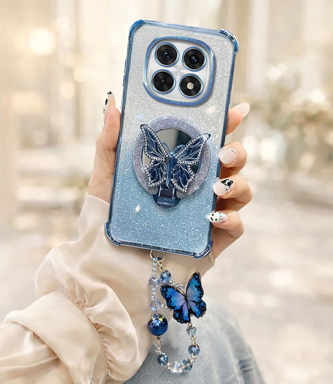 Oppo F29 Pro 5G Shockproof Butterfly Stand Case with Charm Strap