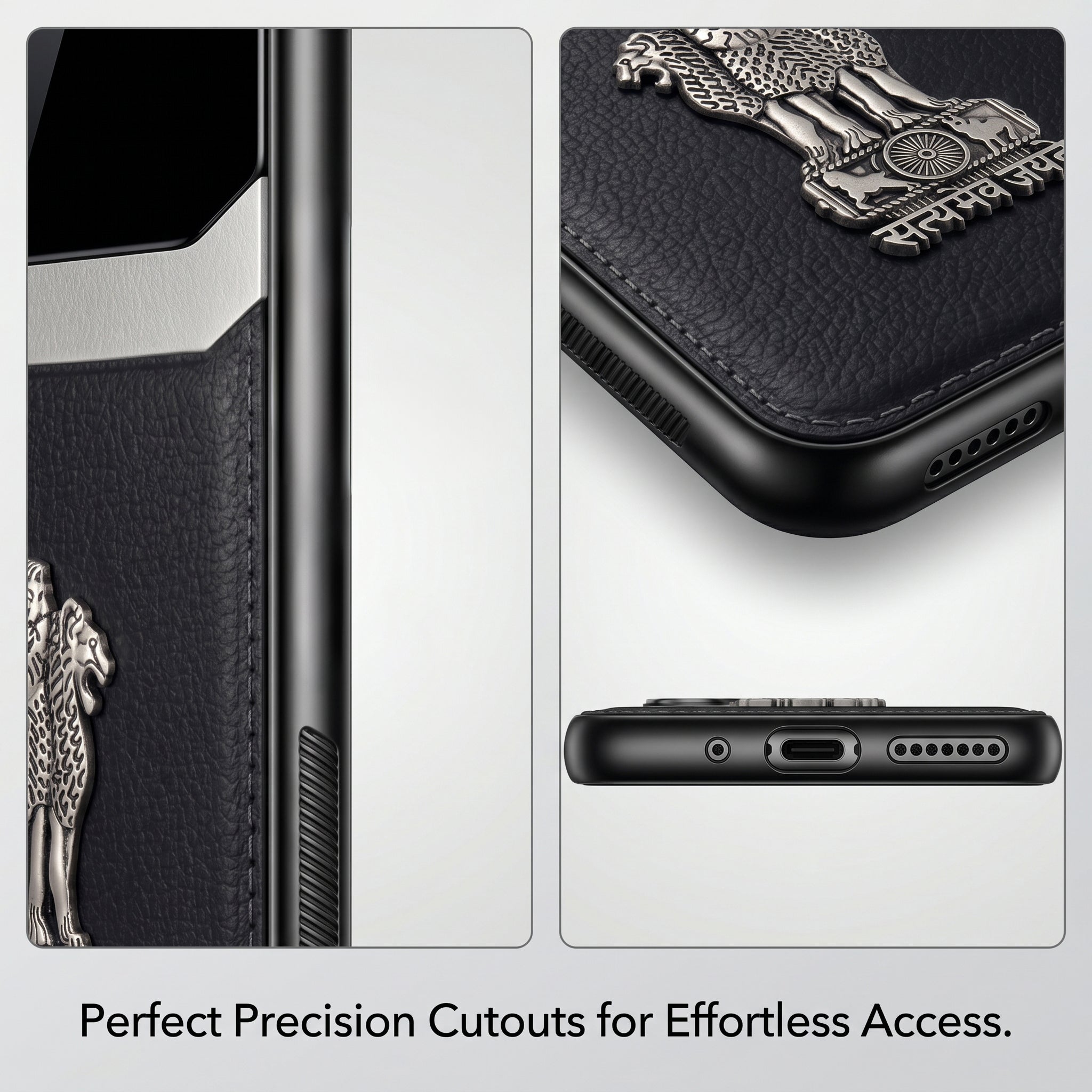 Samsung Galaxy M56 5G Satyamev Jayate 3D Metal Leather Back Case