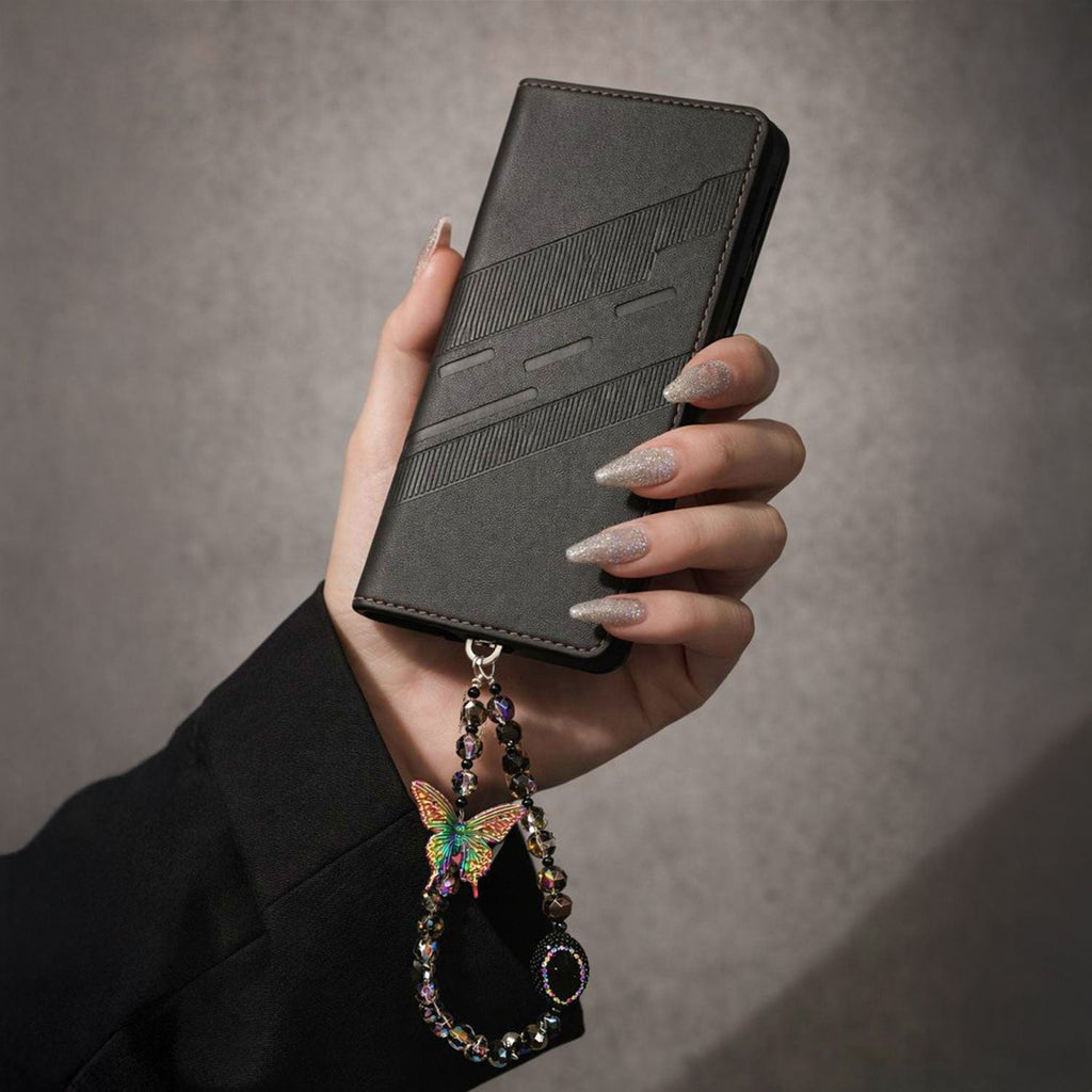 Oppo Reno 12 Pro 5G Retro PU Leather Magnetic Wallet Flip Case with Charm Strap